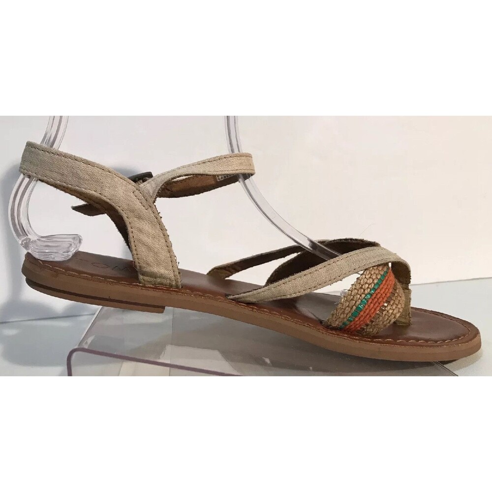 Toms Lexie Woven Thong Sandals Ankle Strap Size 7.5
